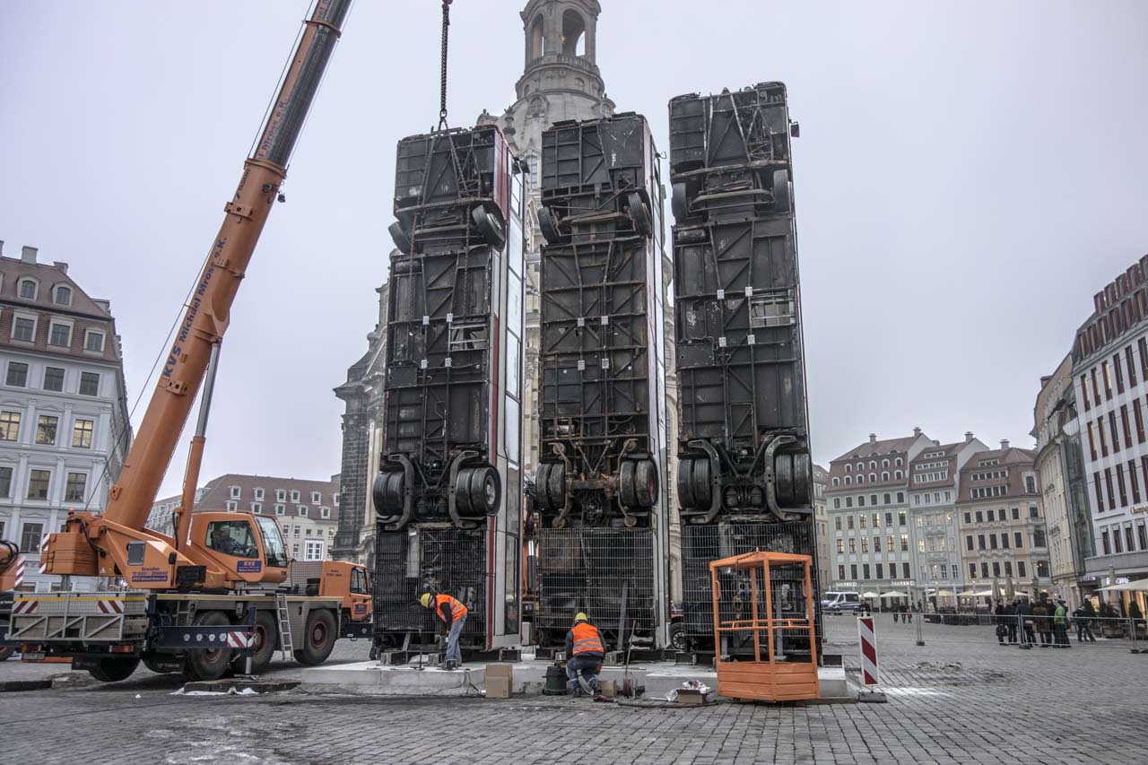 The 3 buses of Monument Dresden under construction